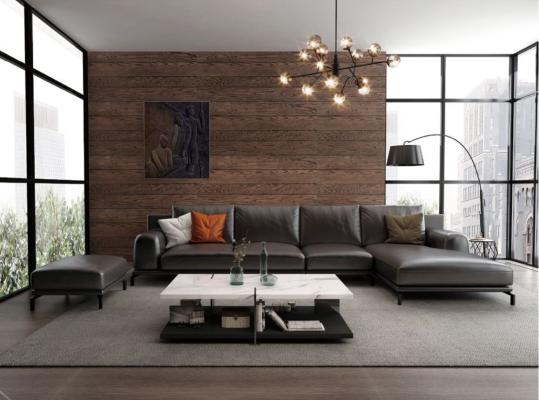 Modern sofa corner unit L shape upholstered decoration seating corner couch + stool