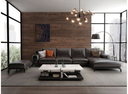 Modern sofa corner unit L shape upholstered decoration seating corner couch + stool
