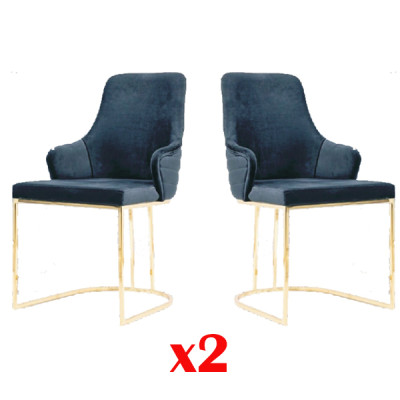 Designer furniture 2x chair gold living room wooden chairs Italian style