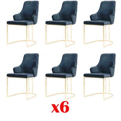 Set of chairs upholstered in textile stainless steel for dining room, 6 chairs
