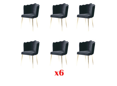 Group Set 6 Chairs Textile Upholstered Seat Stainless Steel Dining Room