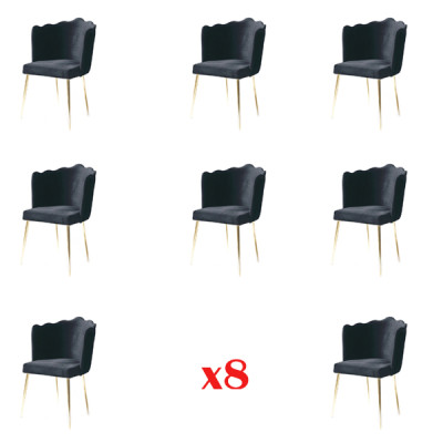 Group Set with 8 Textile Upholstered Designer Dining Chairs