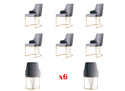 Group 6x Chairs Armchairs Upholstered Hotel Textile New Set Chair Set Sets