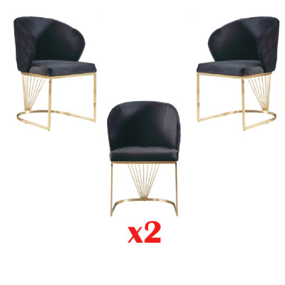 Chair 2x Chairs Group Set Living Dining Room Suite Modern Style Textile