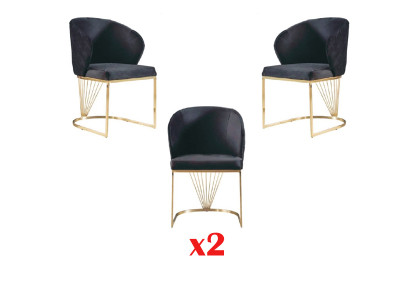 Chair 2x Chairs Group Set Living Dining Room Suite Modern Style Textile