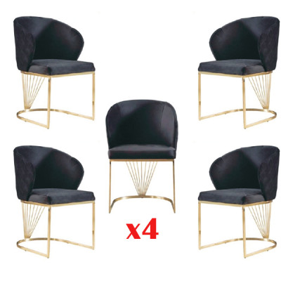 Dining Room Set Modern Stainless Steel 4-Piece Set Chair Suite 4x Chairs New
