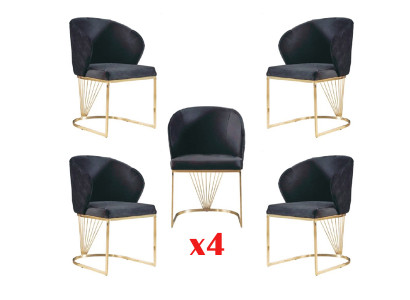 Dining Room Set Modern Stainless Steel 4-Piece Set Chair Suite 4x Chairs New
