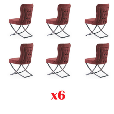 Dining Room 6 Chairs Stainless Steel Designer Furniture Upholstered Chair Italian Style