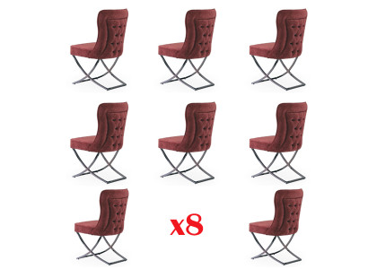 Design Chair Set 8 Textile Chairs Gastro Fabric Dining Room Upholstery Group