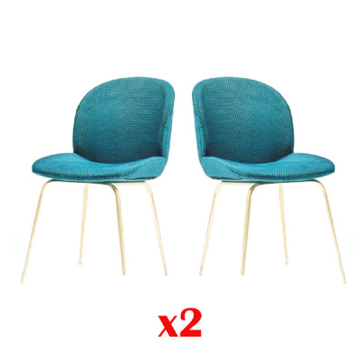 2x Chair Set Chairs Suite Textile Fabric Newly Upholstered Dining Room