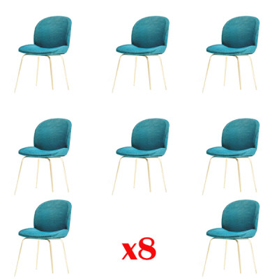 Design Chair Set 8x Armchair Fabric Upholstered Chairs Cloth Dining Room New