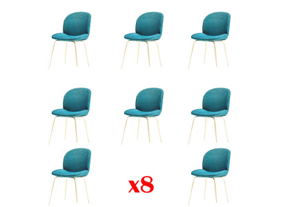 Design Chair Set 8x Armchair Fabric Upholstered Chairs Cloth Dining Room New