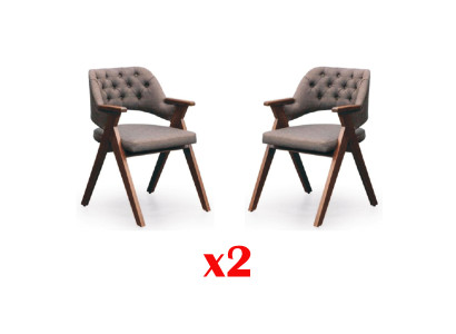 Design armchair cushion set 2x chair wood restaurant dining room Chesterfield