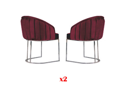 Designer metal fabric upholstered chairs restaurant dining room modern 2x armchair