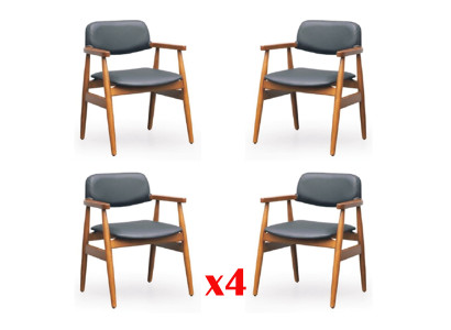 Set of chair upholstery living room wood 4x dining room group chairs