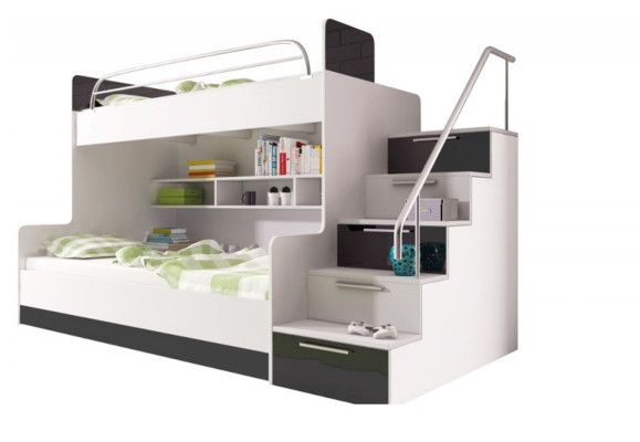 Black bunk bed loft bed children's room beds high-gloss furniture