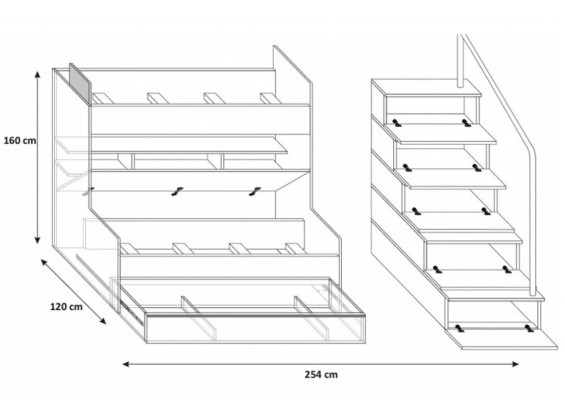 Black bunk bed loft bed children's room beds high-gloss furniture