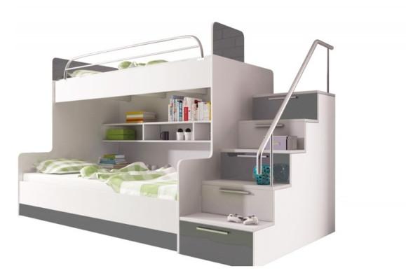 Gray bunk bed double-decker bed children's room beds loft bed high-gloss furniture