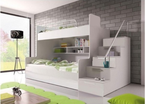 Loft bed children's room beds bunk bed high-gloss furniture white