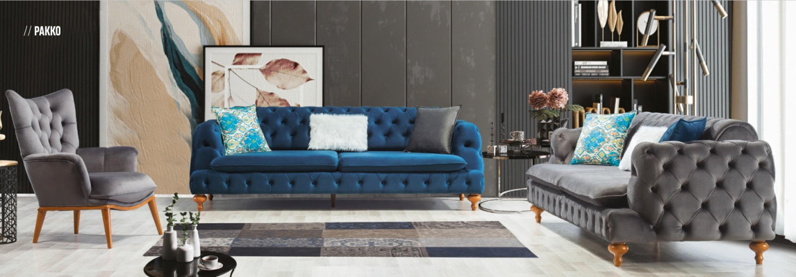 Luxury Chesterfield Sofa Three-Seater Black Couches Furniture