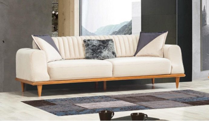 3-seater beige sofa living room elegant design Chesterfield Italian style
