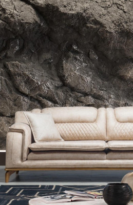 Beige Sofa 3-Seater Living Room Classic Design Chesterfield Elegant Style New