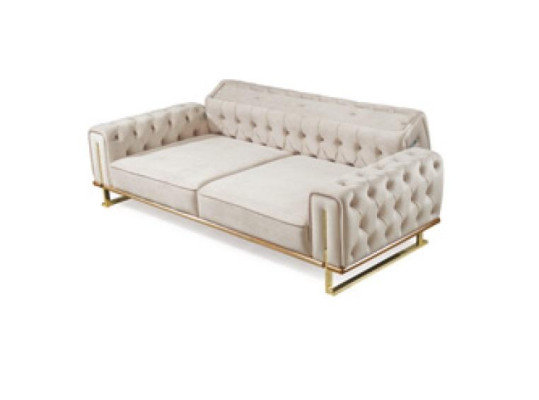 Beige Sofa 3-Seater Living Room Luxury Design Chesterfield Italian