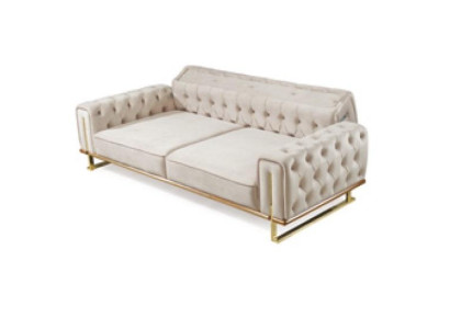 Beige Sofa 3-Seater Living Room Luxury Design Chesterfield Italian
