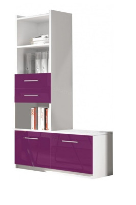 Regal closet bookshelf for children's room teen room white purple high gloss