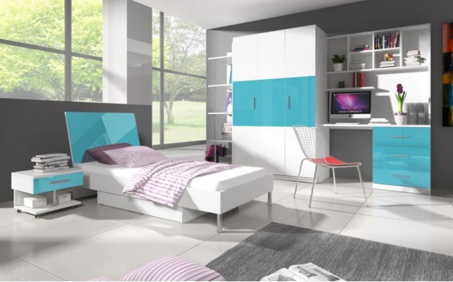 Office desk with drawers, PC desk, modern style, 2-piece desk cabinet tables