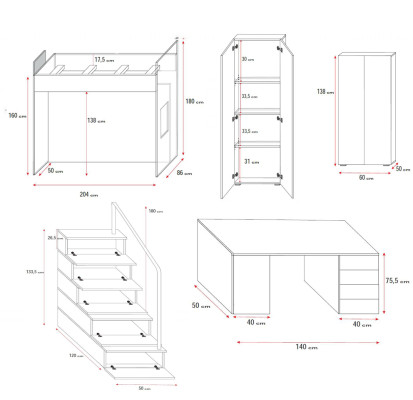 Bunk bed black table cabinet multifunction loft bunk bed children’s room