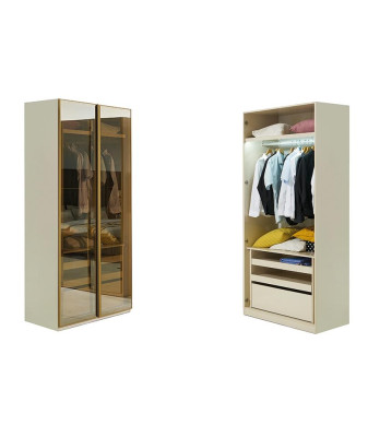 Walk-in closet furniture glass cabinet with tinted fronts corner cabinet