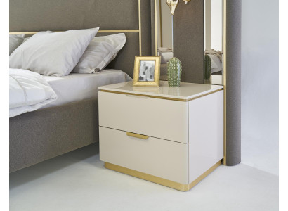 Bedroom Console Nightstand Set 2x Nightstands Luxury Hotel Furniture Beige New