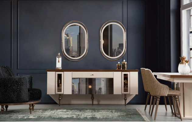 Sideboard Living Room Dining Room Wood Metal Dressers Beige