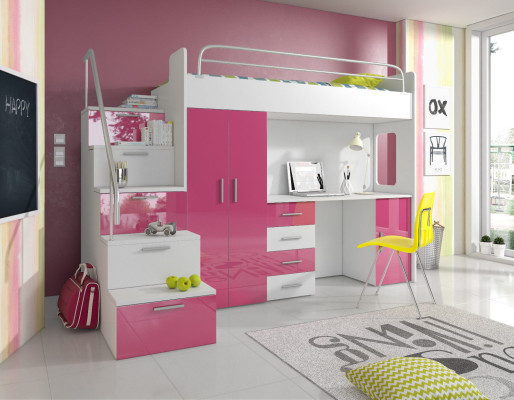 Bunk bed loft bed double bed youth bed beds with wardrobe table new