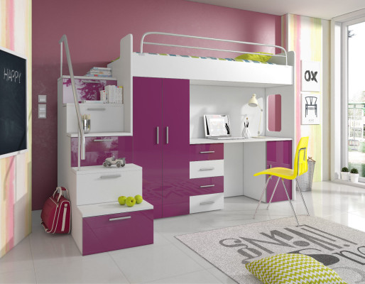 Bunk bed loft bed double bed youth bed beds with wardrobe table new