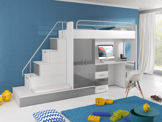 Bunk bed loft bed youth room bed wardrobe closet desk