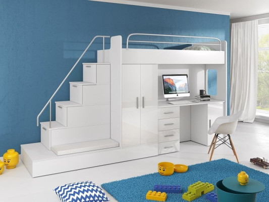 Youth room with bunk bed, wardrobe, desk RAJ 5