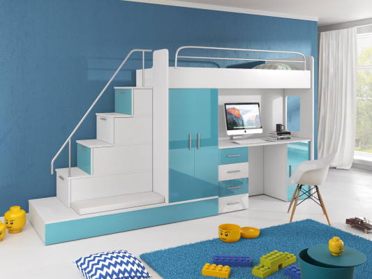 Youth room with bunk bed, wardrobe, desk RAJ 5