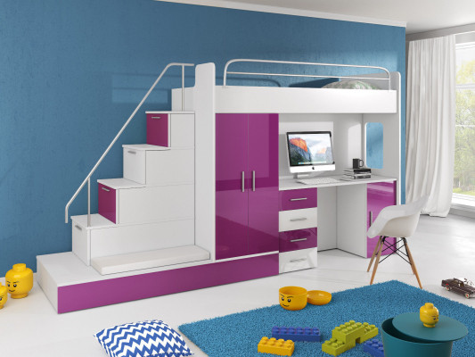 Youth room with bunk bed, wardrobe, desk RAJ 5