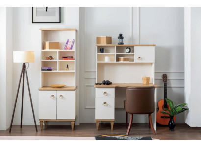 Office Set Desk Beige Bookshelf Desks Secretary Design 2-piece New
