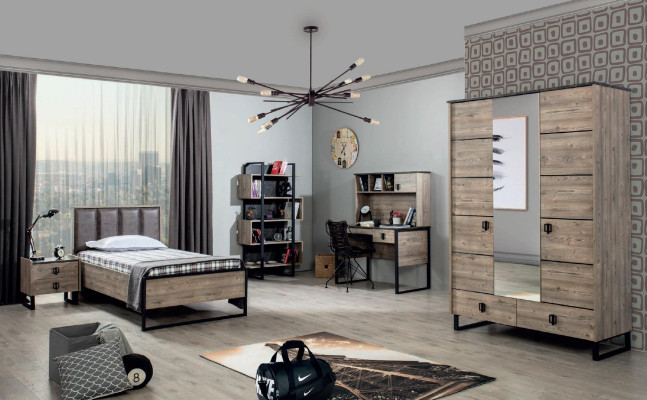 Loft Design Beds Bedroom Bed Wood with Upholstered Headboard Bed Frame New