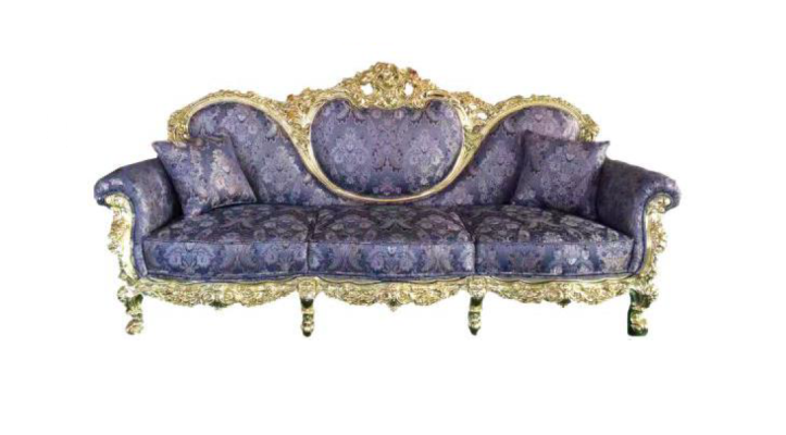 Throne Sofa Queen Upholstery Velvet 3-Seater Antique Style Armchair Lounge Chesterfield