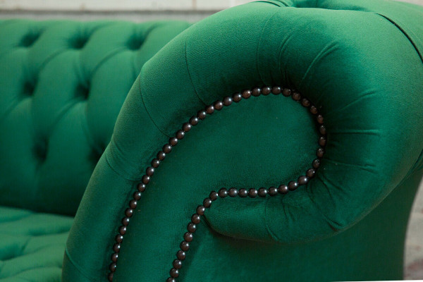 Classic Chesterfield Couch 3-Seater Sofa Couch Velvet Leather Design Big Green New
