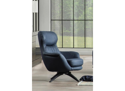 1-seater armchair, comfortable modern style, medium-soft, blue, luxurious
