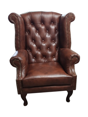 Chesterfield Wingback Armchair Leather Armchair Single Seater Lounge Brown Modern