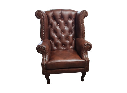 Chesterfield Wingback Armchair Leather Armchair Single Seater Lounge Brown Modern