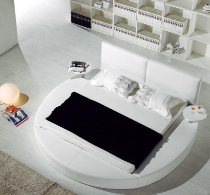 Round bed modern design luxury upholstery round beds textile fabric