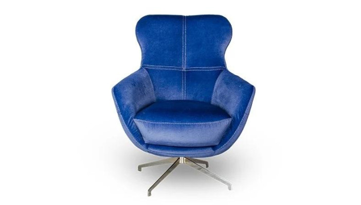 Armchair color blue, comfortable medium-soft luxurious for living room Relax Club