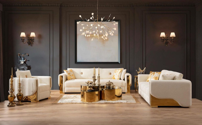 Three-seater couch, upholstered design sofa, modern 3-seater sofas, living room furniture, new